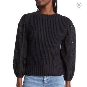 Rails Dhalia Eyelet Sleeve Sweater Black